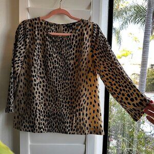 J. Crew animal spot black & tan long sleeve blouse size Medium